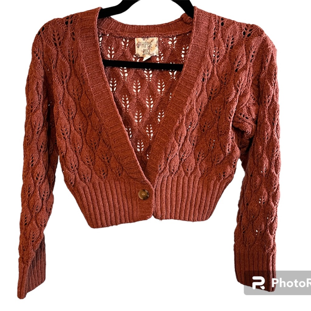 Pink sweater cropped cardigan